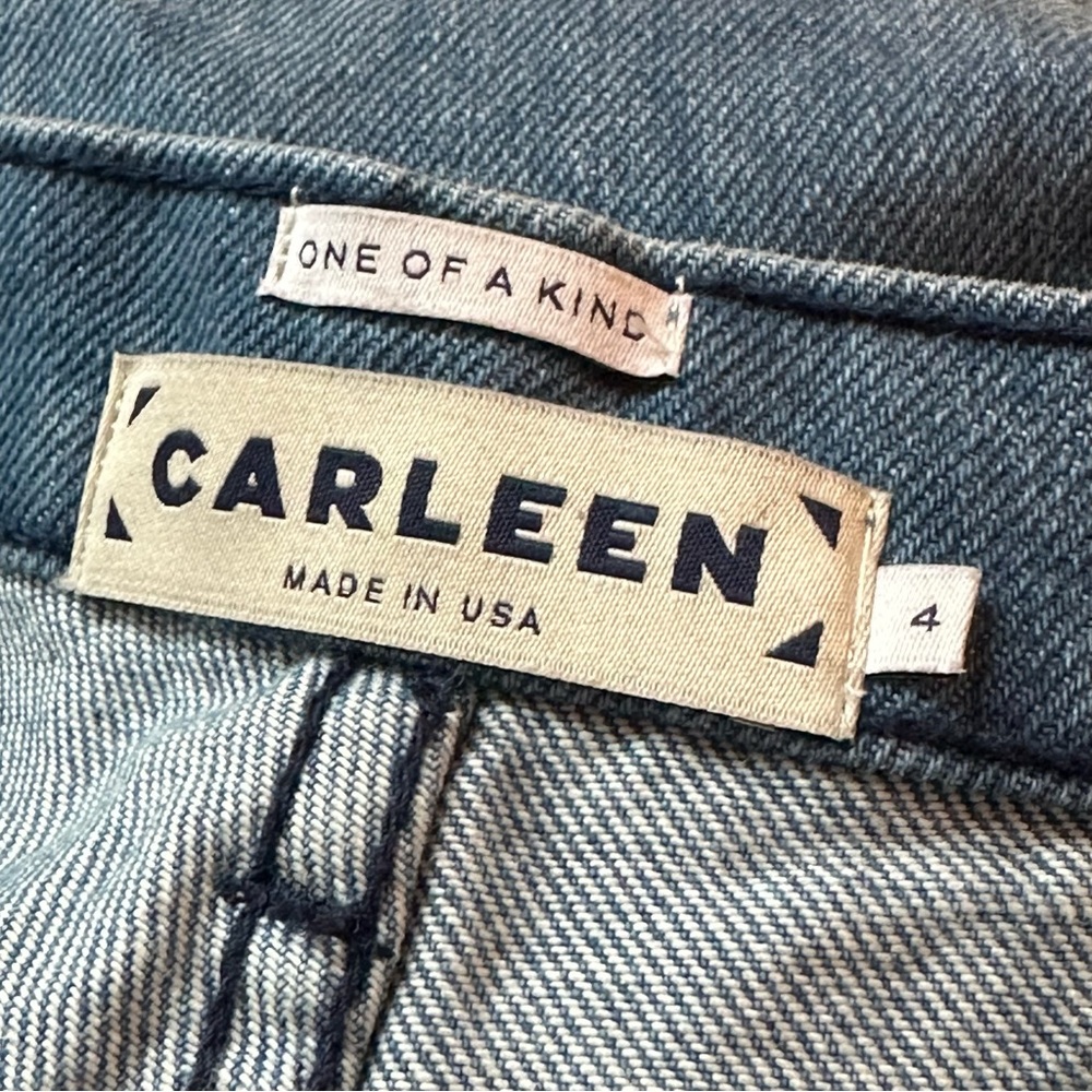 CARLEEN Patchwork Jeans One of a Kind vintage quilt Made in USA straight leg - Picture 5 of 12